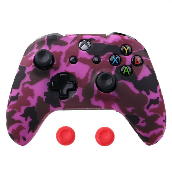 Silicone Protective Skin Case for XBox One X S Controllers With Camouflage And Grips Bundle