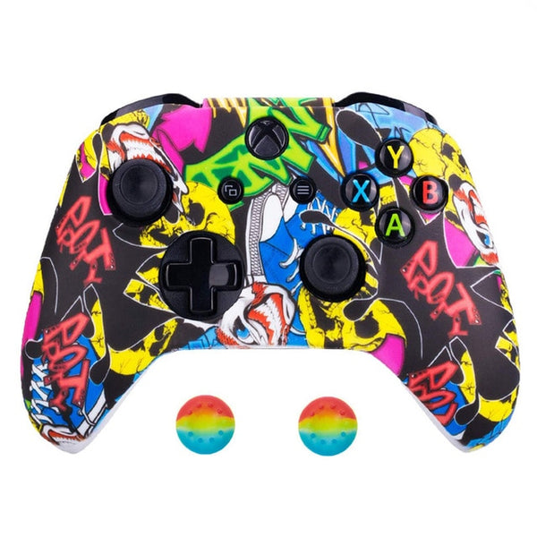 Silicone Protective Skin Case for XBox One X S Controllers With Camouflage And Grips Bundle