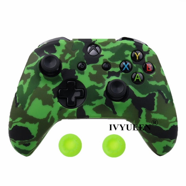 Silicone Protective Skin Case for XBox One X S Controllers With Camouflage And Grips Bundle