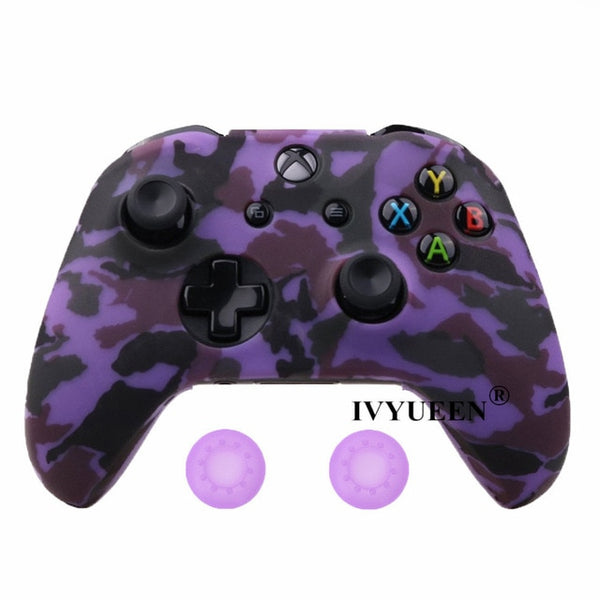 Silicone Protective Skin Case for XBox One X S Controllers With Camouflage And Grips Bundle