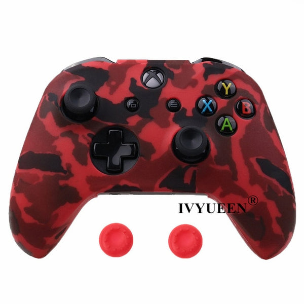 Silicone Protective Skin Case for XBox One X S Controllers With Camouflage And Grips Bundle