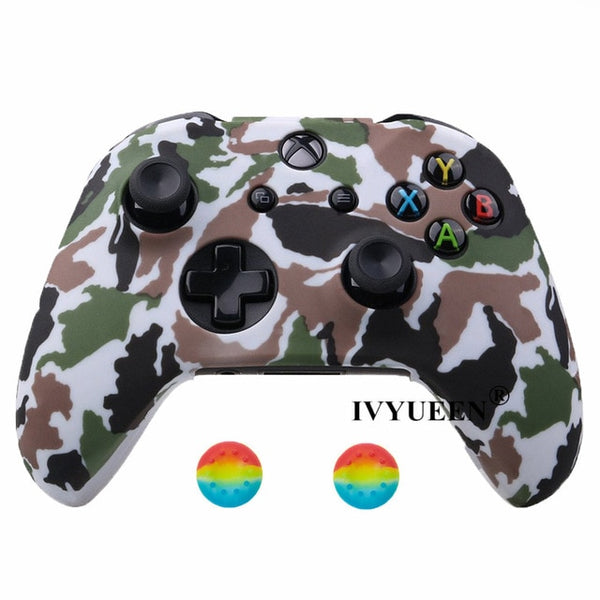 Silicone Protective Skin Case for XBox One X S Controllers With Camouflage And Grips Bundle