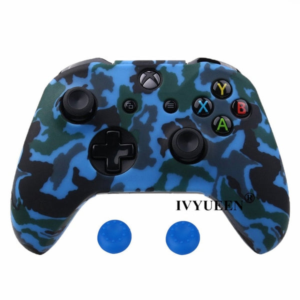 Silicone Protective Skin Case for XBox One X S Controllers With Camouflage And Grips Bundle