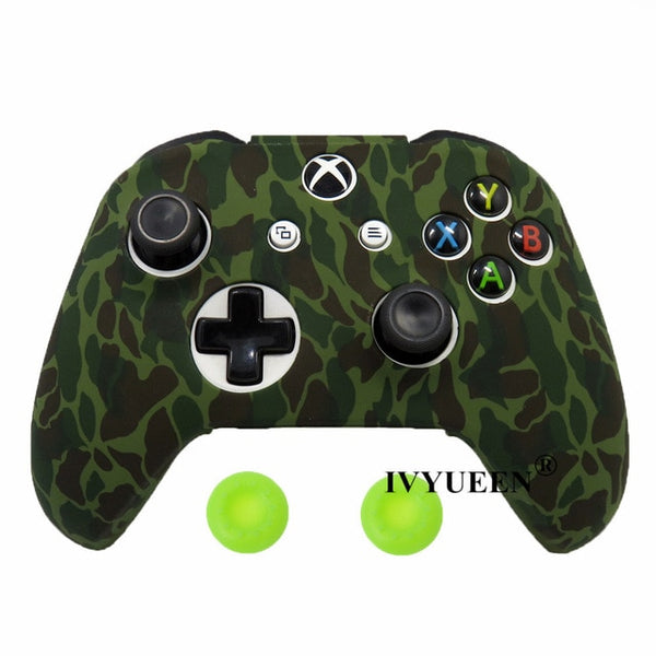 Silicone Protective Skin Case for XBox One X S Controllers With Camouflage And Grips Bundle