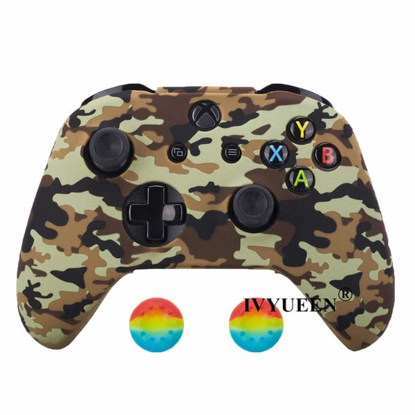 Silicone Protective Skin Case for XBox One X S Controllers With Camouflage And Grips Bundle