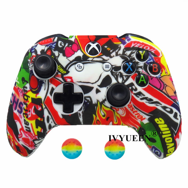 Silicone Protective Skin Case for XBox One X S Controllers With Camouflage And Grips Bundle