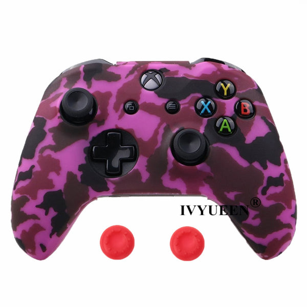 Silicone Protective Skin Case for XBox One X S Controllers With Camouflage And Grips Bundle