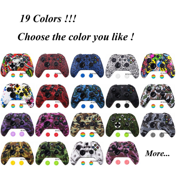 Silicone Protective Skin Case for XBox One X S Controllers With Camouflage And Grips Bundle