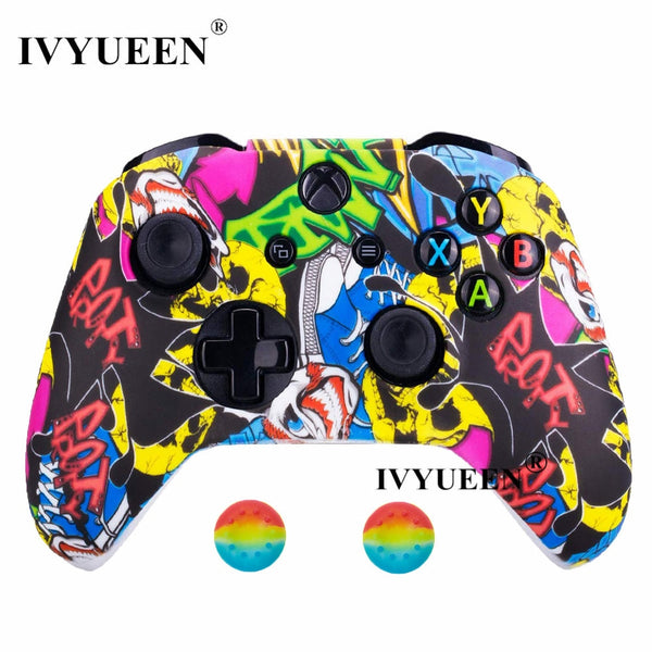 Silicone Protective Skin Case for XBox One X S Controllers With Camouflage And Grips Bundle