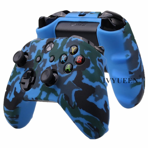 Silicone Protective Skin Case for XBox One X S Controllers With Camouflage And Grips Bundle