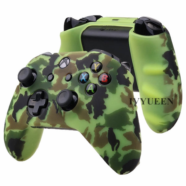 Silicone Protective Skin Case for XBox One X S Controllers With Camouflage And Grips Bundle